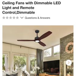 52 in. Wood Standard Indoor Outdoor Black Downrod Mount Ceiling Fans with Dimmable LED Light and Remote Control,Dimmable