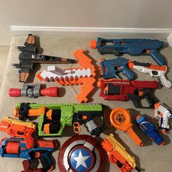 Nerf Guns and Misc Toys With Bins