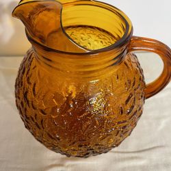 Vintage Anchor Hocking Amber Crinkle Ball Pitcher