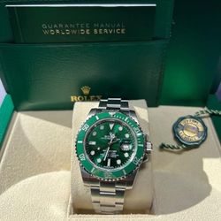 Rolex Submariner 116610LV Silver Oyster Bracelet with Green Bezel