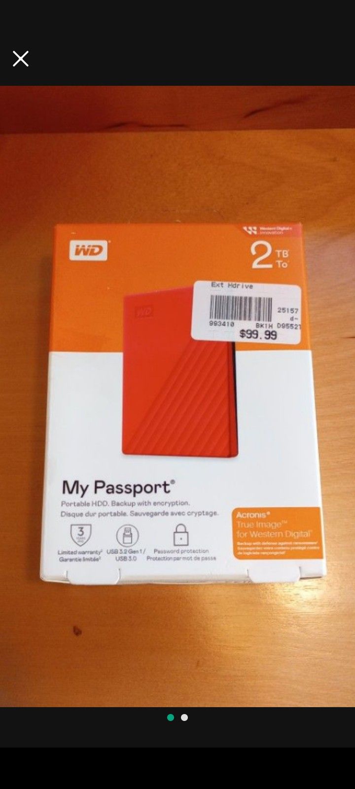 Western Digital Portable Hard Drive 2tb