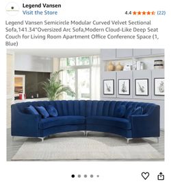 Curved Velvet Sectional Sofa