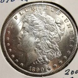 1890-CC $1 Morgan Silver Dollar BU - 90% Silver
