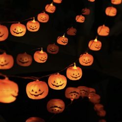 Halloween String Lights, LED Pumpkin Lights, Holiday Lights for Outdoor Decor,2 Modes Steady/Flickering Lights(20 One Pumpkin Lights, 9.8 feet) (Pumpk