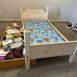 Twin Bed Solid Wood With Drawer