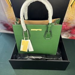 Green faux leather tote bag (LL65)11