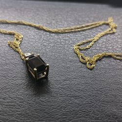 Golden Yellow Chain With Black Stone