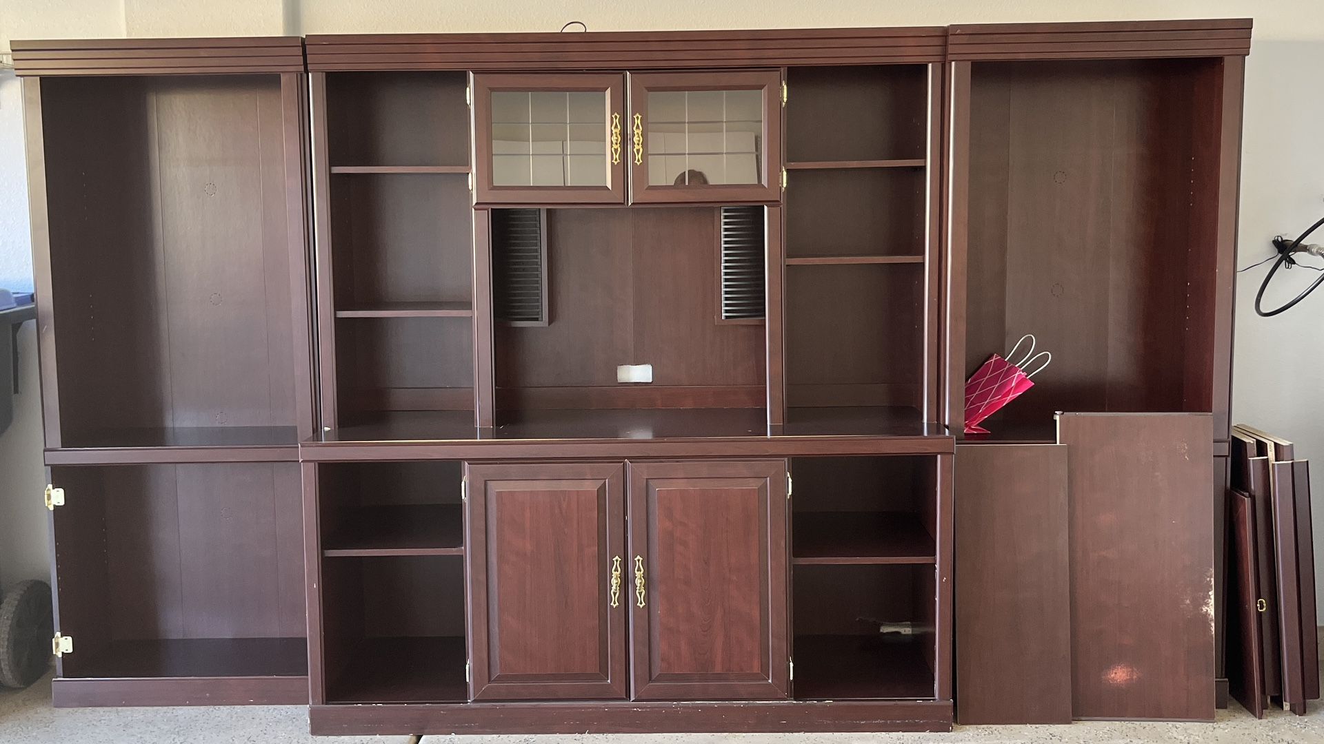 Cherry Desk With Hutch  And 2 Book Cases With Shelves
