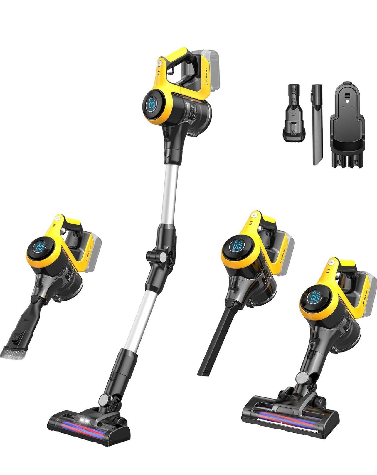 Brandnew Cordless Vacuum Cleaner Compatible with DeWalt 20V Battery, 350W Brushless Motor, LED Floor Brush & 180° Flex Wand for Hardwood & Carpet, 0.5
