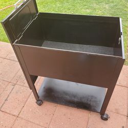 Black Mobile File Cabinet Opens Top With Wheels