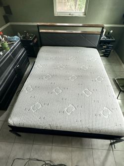 Queen bed frame and mattress