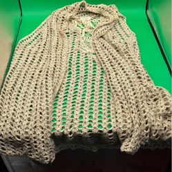 Blu Pepper Beige Knit Cardigan Vest Open