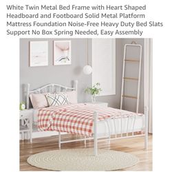  White Twin Heart Bed