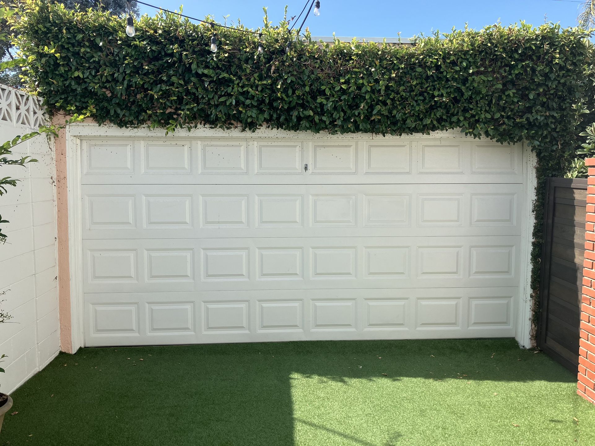 Nearly New White Rolling Panel Garage Door w/ Track, Genie Motor, Clickers And Sensors $200 OBO 