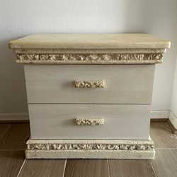 End Table w/ Italian Travertine-Look