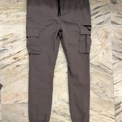 Denim&Co Taupe Cargo Jogger Pants with Utility Pockets