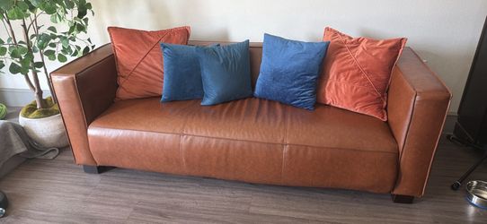 Mid Century Modern 3 Seater Sofa with Birch Wood Legs, 80" Wide Smooth Upholstered Couch for Living Room