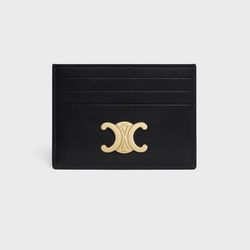 Authentic Celine Triomphe Card Holder – Black Skinny Calfskin