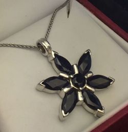 Sterling Silver Sapphire Pendant & Necklace