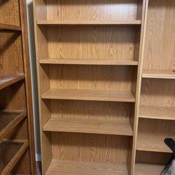 Honey Colored Wood Shelf Bookshelf - 5 Shelves - 72” Tall