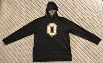 Men's Nike Dri-Fit Black Ohio State Buckeyes Long Sleeve Hoodie T-Shirt Size Large
