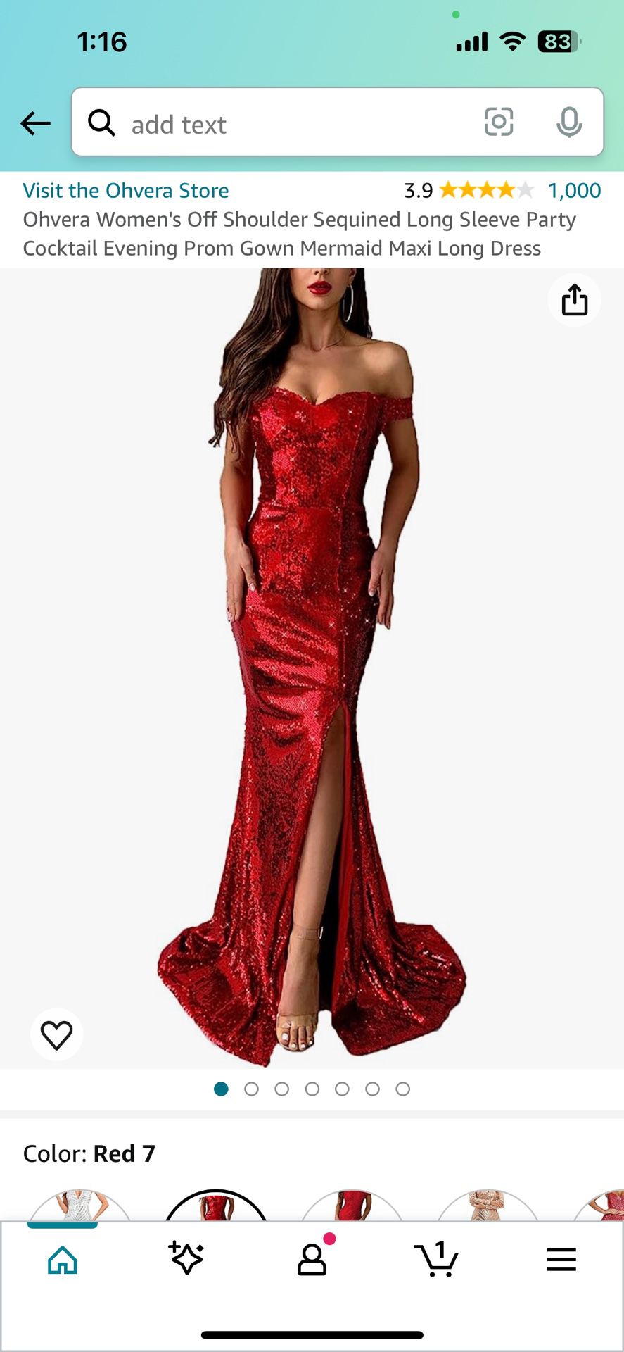 NWT Red Sequin Prom Dress Off Shoulder Fits Large But Tag Say Xl