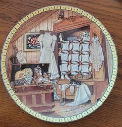 Vintage Knowles Attic Afternoon Collector Plate – Cats – 1991