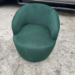 Velvet Fabric Swivel Accent Armchair with Black Powder Coating Metal Ring - Green