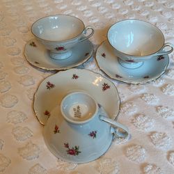 Tea Party Anyone?  Fine China. Set of 3.