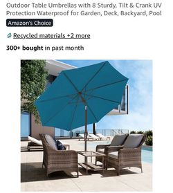 New 9 ft Lake Blue patio umbrella no base