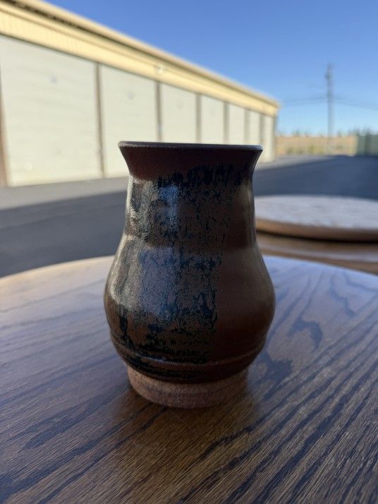 Handcrafted Rustic Studio Pottery Vase – Signed “MRX” – 8” Tall