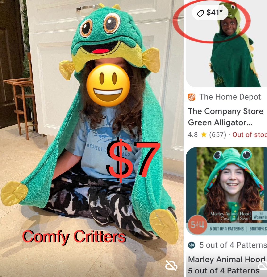 $7 like New Fish Comfycritters hooded Blanket/cape costume
