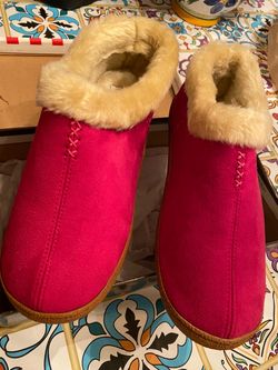 Pink Suede Shearling-Lined Slippers NEW SIZE 9