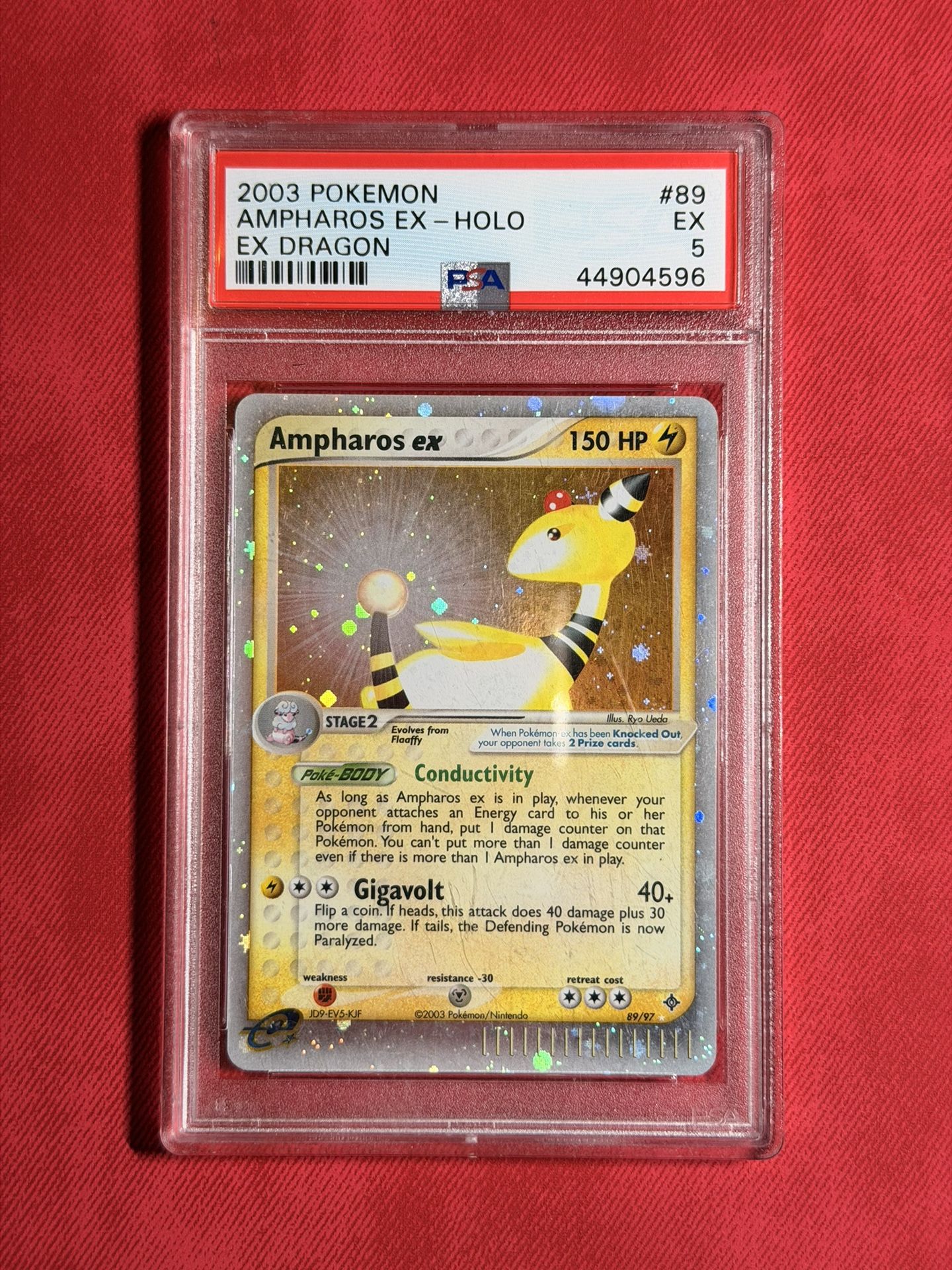 2003 POKEMON EX DRAGON AMPHAROS EX-HOLO #89 PSA 5