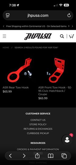 Brand New ASR EG f/r tow hooks