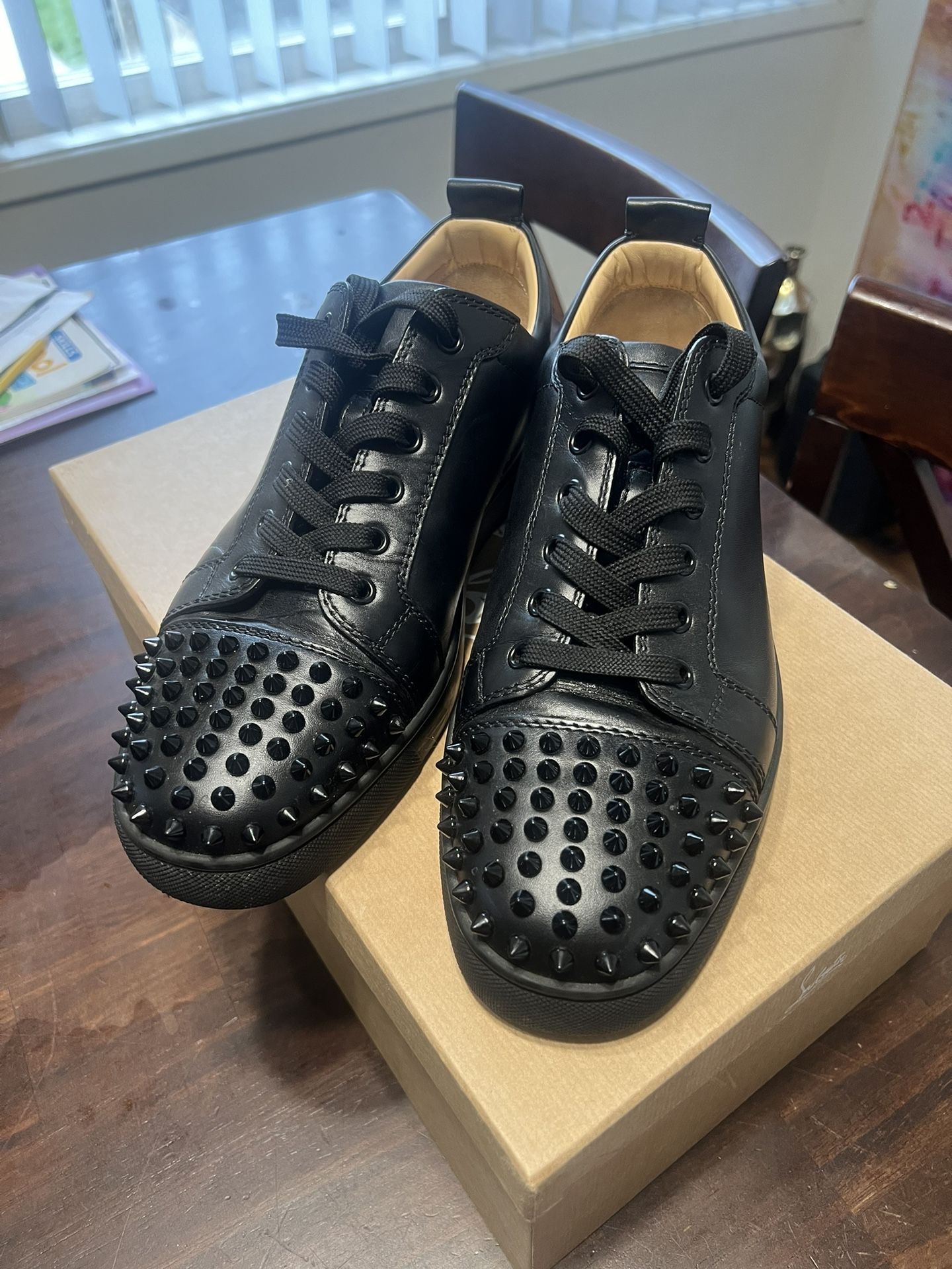Christian Louboutin Louis Junior Spikes Flat Black