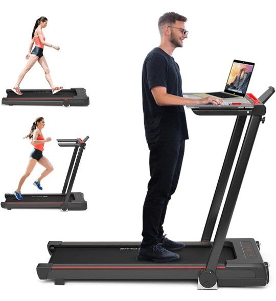 Treadmill With Large Desk, Bluetooth Speakers