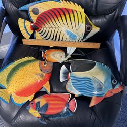 Tropical Fish Wall Decor - Lot Of 5. — Hand painted 