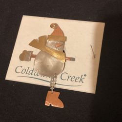 Dangling Snowman Pin/brooch…( Silver,gold, & Rose Gold);by COLDWATER CREEK