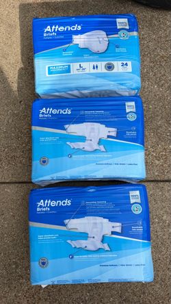 Attends Briefs Adult Diapers Large – 3 Packs