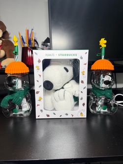 Starbucks x snoopy glass/ plush