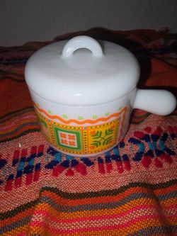 Vintage 1970's Avon milk glass soup bowl with lid