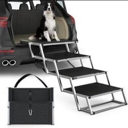 One Day Sale! New Extra Wide Dog Stairs for Large Dogs, Foldable for Car w/ Non-Slip Surface,4 Steps
