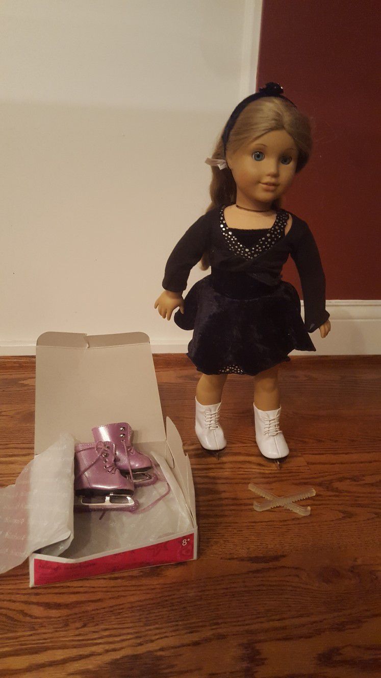 American Girl Doll w Ice Skating Outfit & accessories