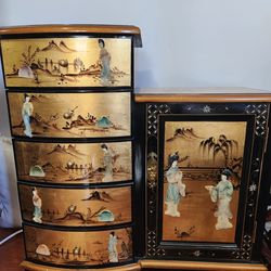 Hand apainted Asian Lacquer Chest 30X27