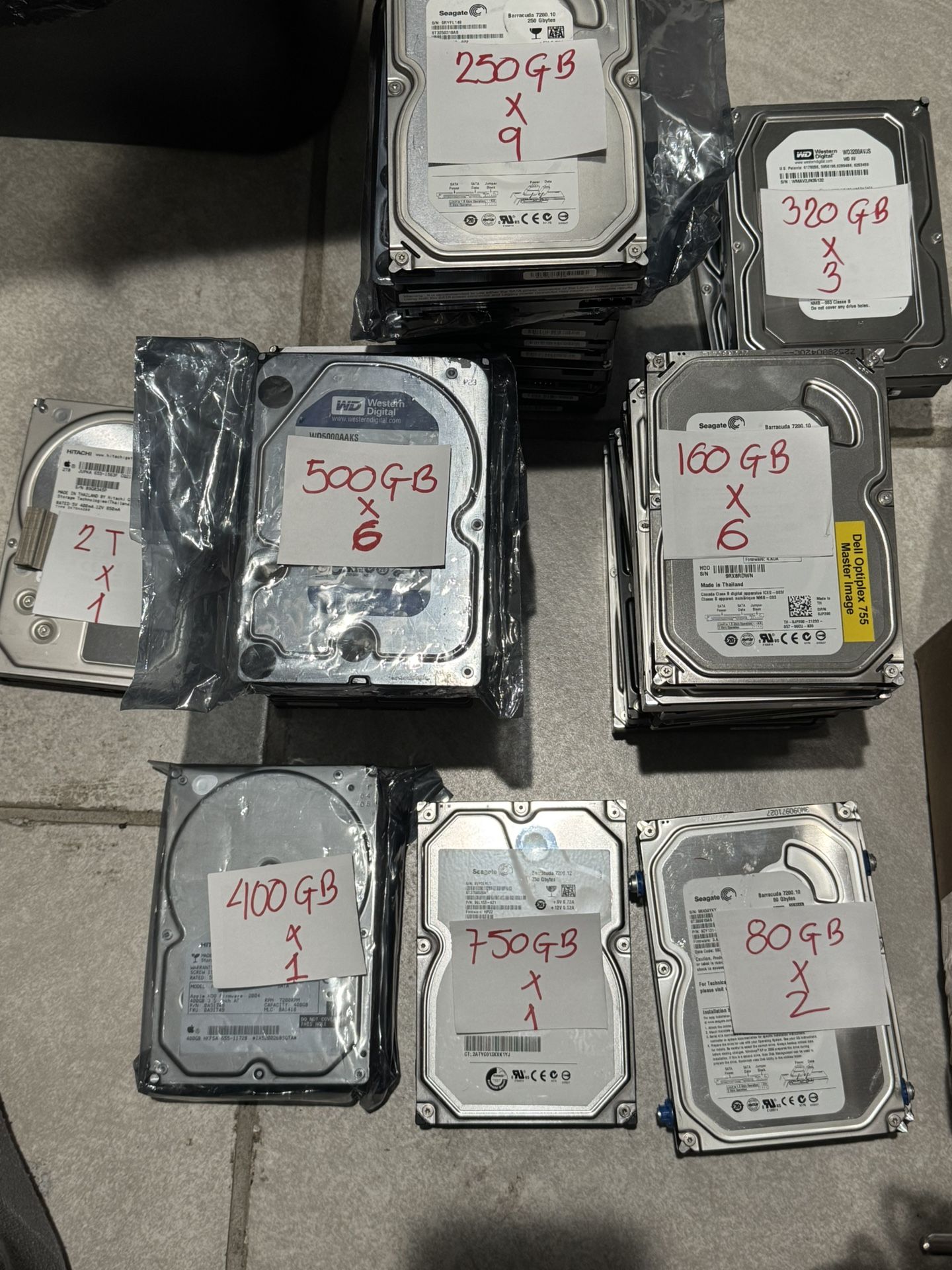 Lot 29 Sata Hard Drive Mix Model and Capacity Desktop Computer