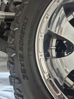 35x12.50R20LT Mud Terrain Tire on Chrome Wheel
