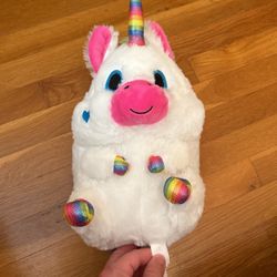 Belly Buddies Unicorn White Rainbow Stuffed Animal Plush Nanco