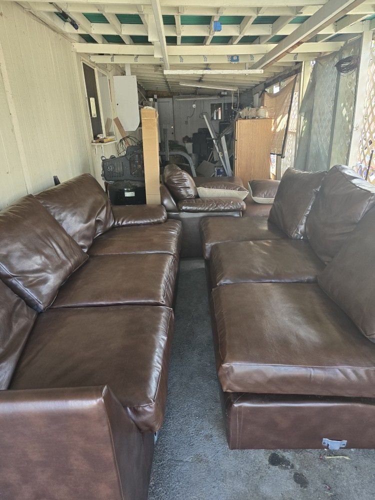 Naugahyde Brown Sectional
