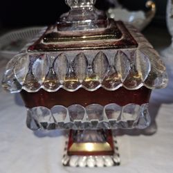 Westmoreland Ruby Candy Dish And Candle Holders